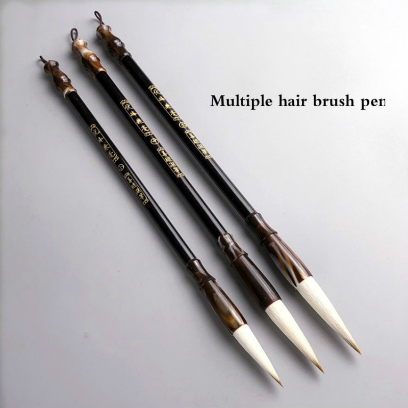 3pcs Chinese Kalligrafie Borstel Set Caligrafia Schilderen Meerdere Haar Schrijven Borstel Calligraphie Wolf Haar Borstel Pen Tinta China