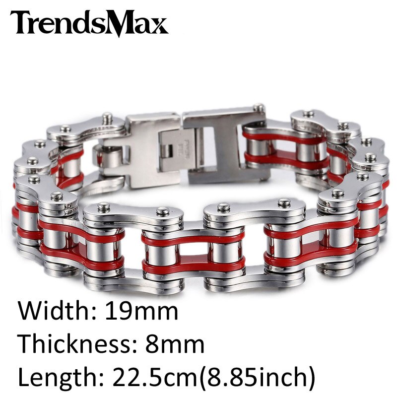 Men's Bracelets Hiphop Biker Motorcycle Link Chain 316L Stainless Steel Bracelet For Male Jewelry 18/18.5/19mm KHBM56: HB280