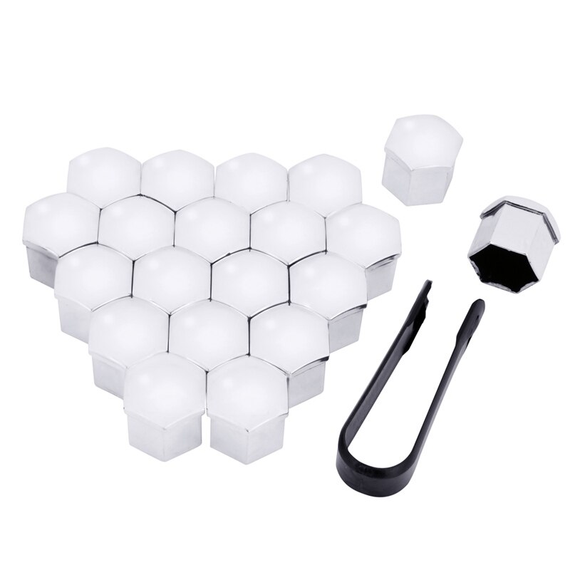 20Pcs Universal Anti-Rust 17mm Chrome Glossy ABS Auto Trim Tyre Wheel Nut Screw Bolt Protection Covers Caps Car Styling: Silver