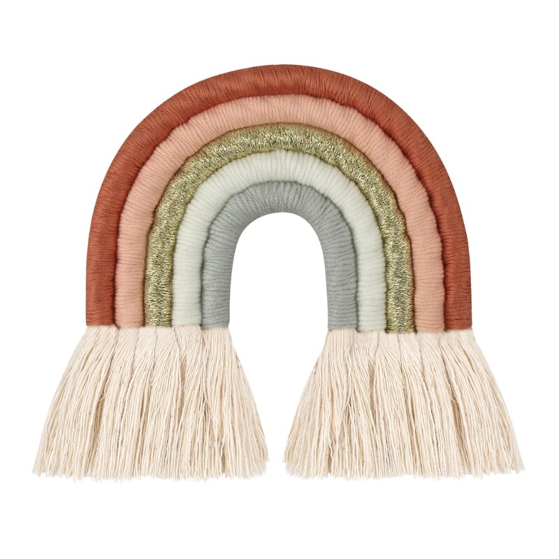 OOTDTY-adorno colgante de macramé de 5 líneas, cuerda tejida a mano, decoración de pared para habitación de bebé y niña, decoración de guardería para el hogar