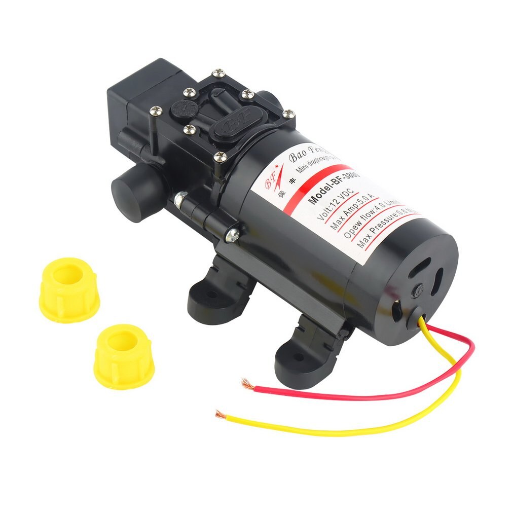 Dc 12v 60w motor høytrykksmembran vann selvpumpende pumpe 4.0l/ min vanntett automatisk pumpe svart