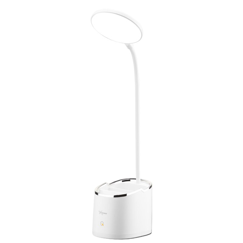 Lámpara inalámbrica para mesa de estudio de cuello de cisne 3 modos táctil 1800mAh recargable LED de lectura de escritorio lámpara de mesa USB Flexo lámparas de mesa: Silver