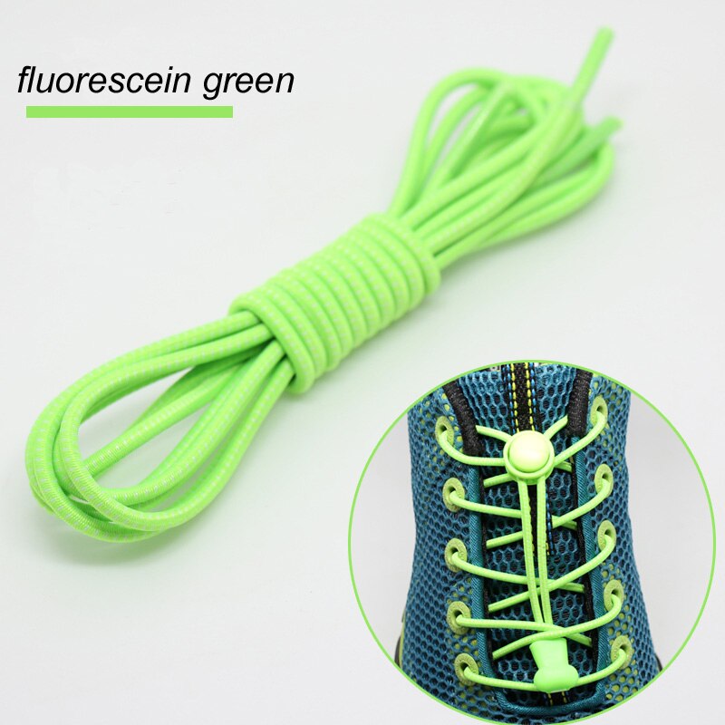 1pair Locking Shoe Laces Shoestrings Running Triathlon No tie Shoelace Sports Laces Hiking Shoelaces Children Elastic Shoelace: fluorescent green