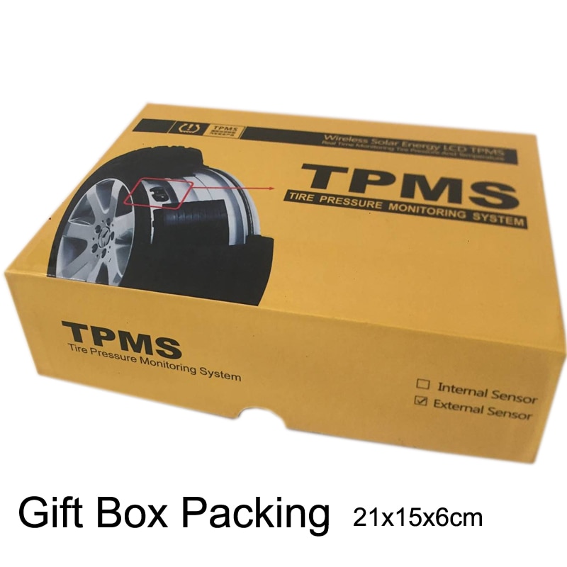 Däcktrycksövervakningssystem tpms sensorsolar bilsäkerhet smart däckkontroll trådlös 4 hjul extern