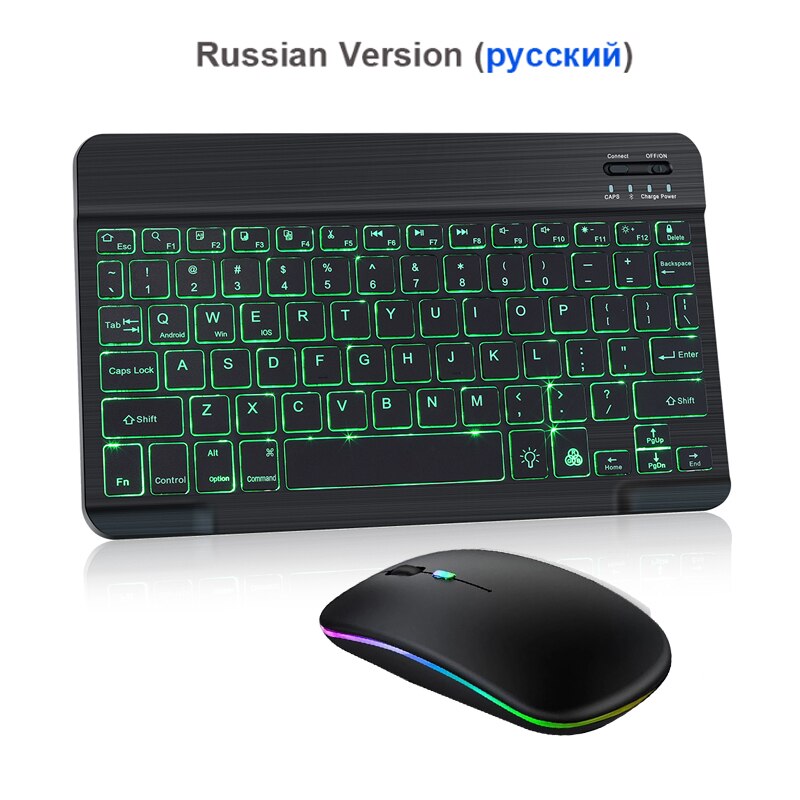 SeenDa Bluetooth Mini Klaviatur Spielen Bluetooth Tablette Tastatur Bluetooth Tastatur und Maus für Android-praktisch: Russisch Schwarz