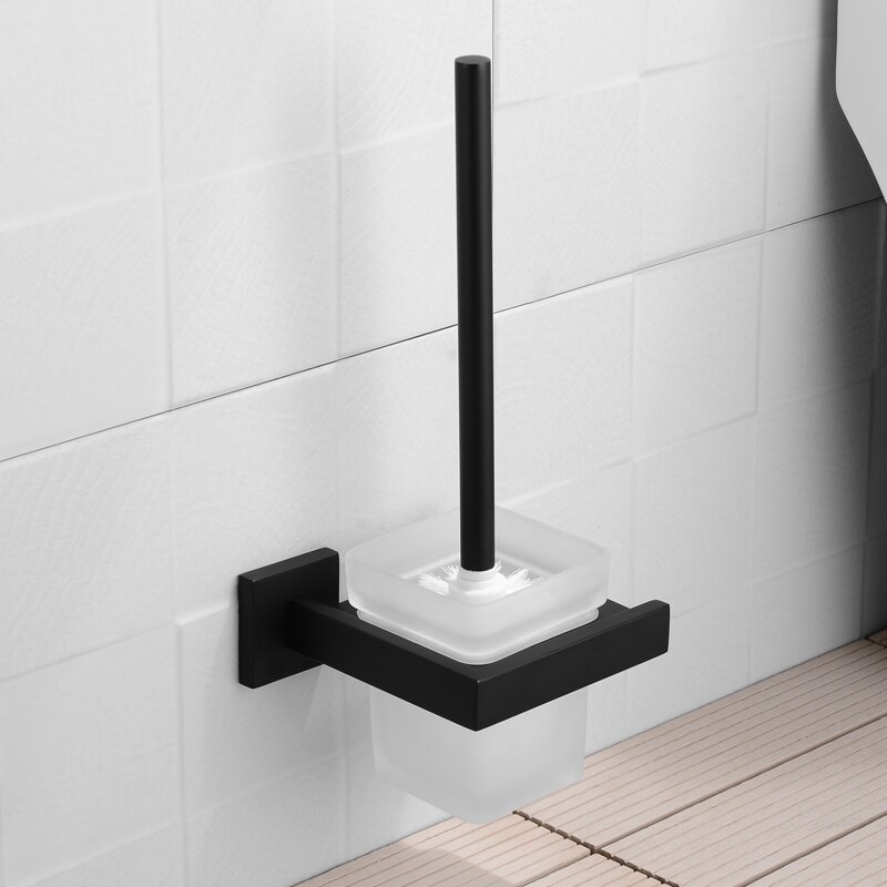 304 rustfrit stål mat sort bad hardware sæt håndklæde bar kappe sæbe fad toilet børste papirholder badeværelse tilbehør
