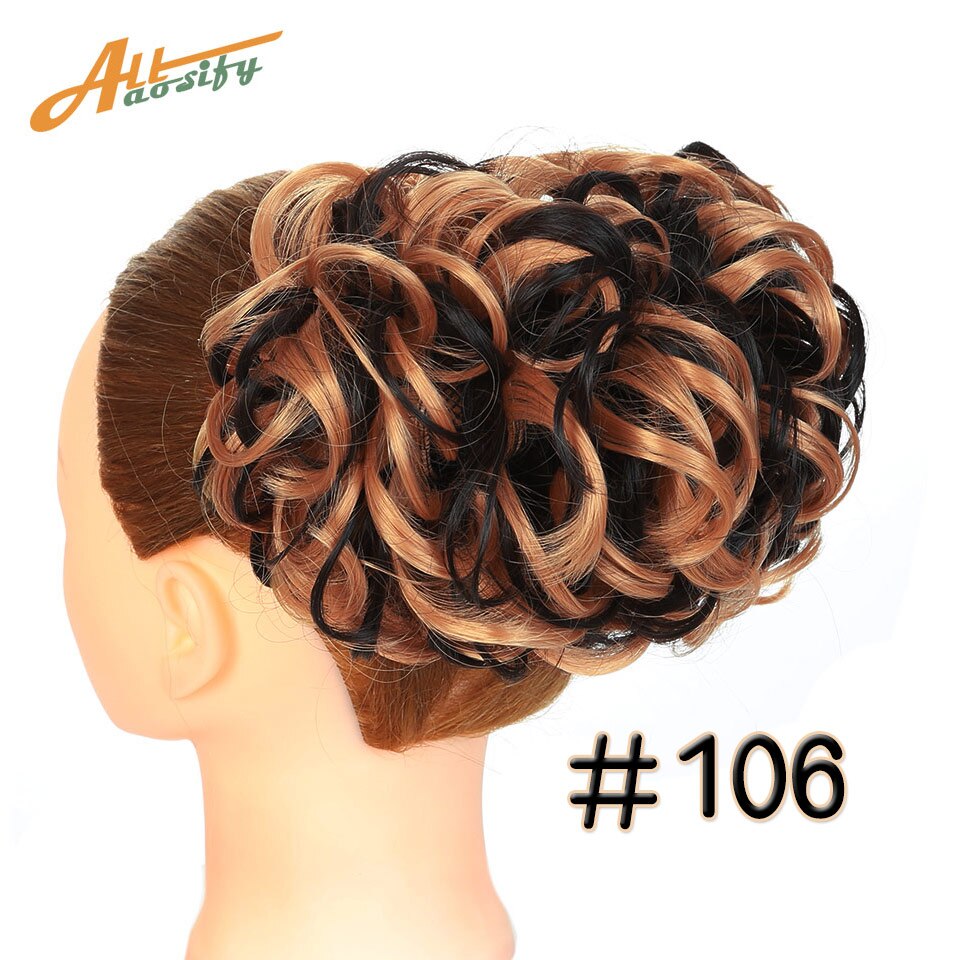 Allaosify Synthetic Chignon Women Curly Hair Extensions Hairpiece Wig Clip In Hair Bun Natural Black Red Brown Hair Accessories: 106