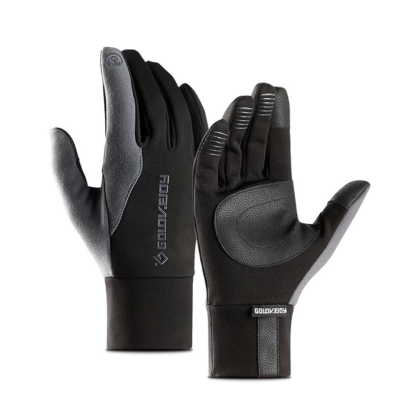 Dam män skidhandskar snowboardhandskar vinter pekskärm snö windstopper svarta handskar män vantar varma termiska halkskyddshandske: Grå / M