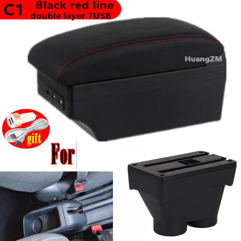 Voor Peugeot 208 Armsteun Doos Peugeot 208 Universele Auto Centrale Armsteun Opbergdoos Modificatie Accessoires: C black black line