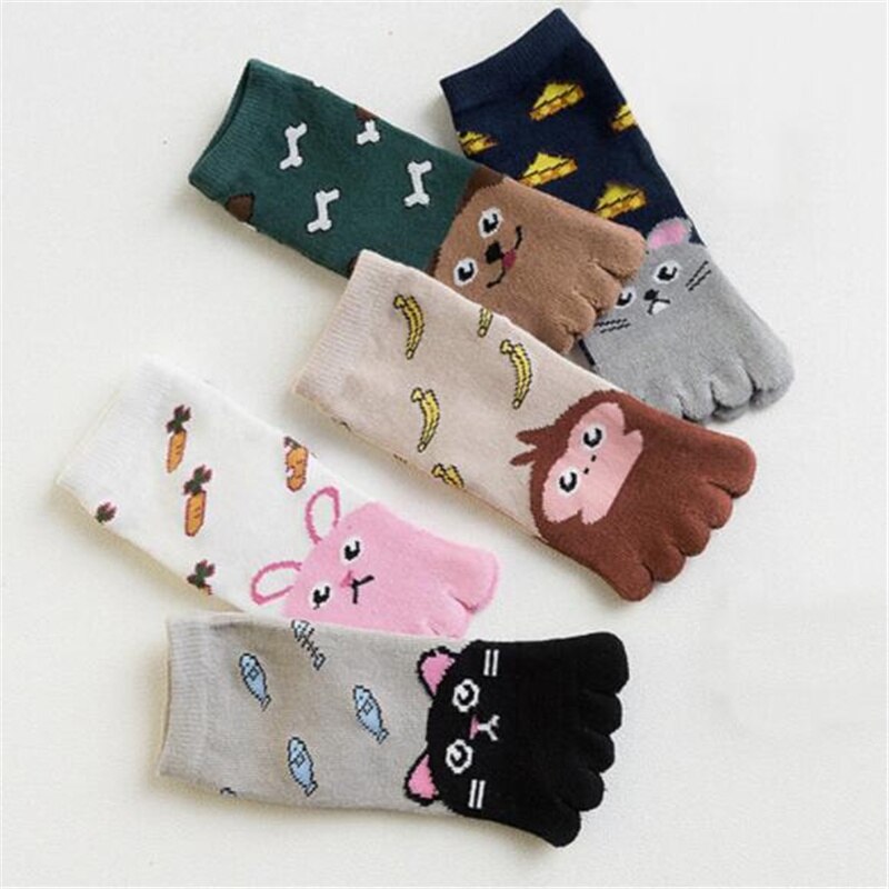 Modne dziecięce skarpetki na palce śliczne skarpetki dziecięce maluch dziecko dzieci dziewczyny chłopcy kreskówka zwierząt pięć palców skarpety wyroby pończosznicze palec u nogi skarpety