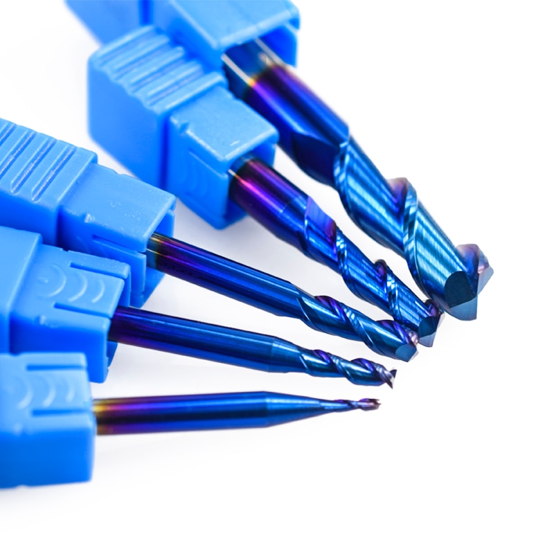 XCAN 1pc 1-12mm Nano bleu revêtement 2 flûte fraise en bout plat 50 degrés carbure fraise en bout CNC routeur fraise en bout