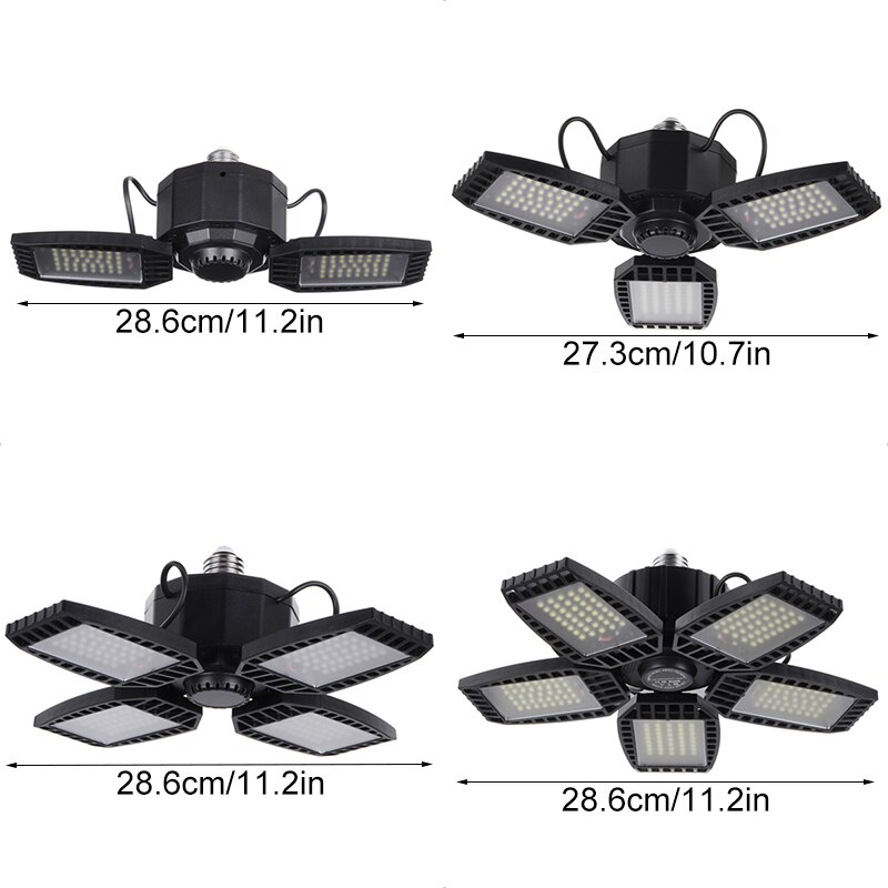 LED Garage Lights 300W E27 Garage Ceiling Light Adjustable Work Light Bulbs with 2/3/4/5 Panel Led Shop Lights+Remote Control