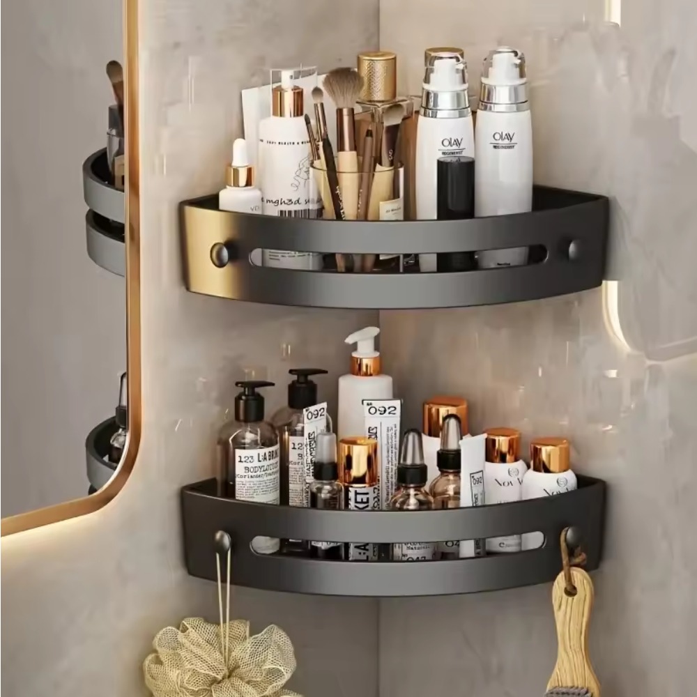 Badkamer Opbergrek Shampoo Rek Badkamer Plank Legering Make-up Organizer Douche Accessoires Geen Boor Muur Hoekplank