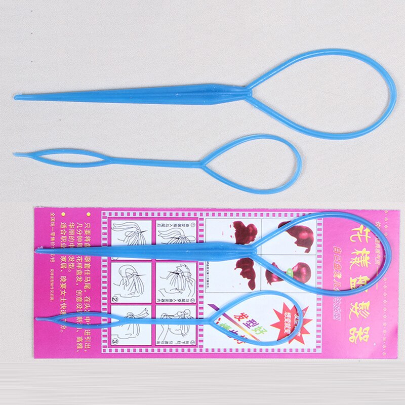 Pratique facile à utiliser 2 pièces Topsy queue cheveux tresse queue de cheval fabricant outil de coiffure accessoires de cheveux outil de fabrication de cheveux: Blue