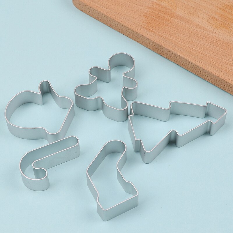 5pcs/set Stainless Steel Gingerbread Men Shaped Biscuit Mold Christmas Cookie Cutter Tools Kitchen Cake Decorating Tool