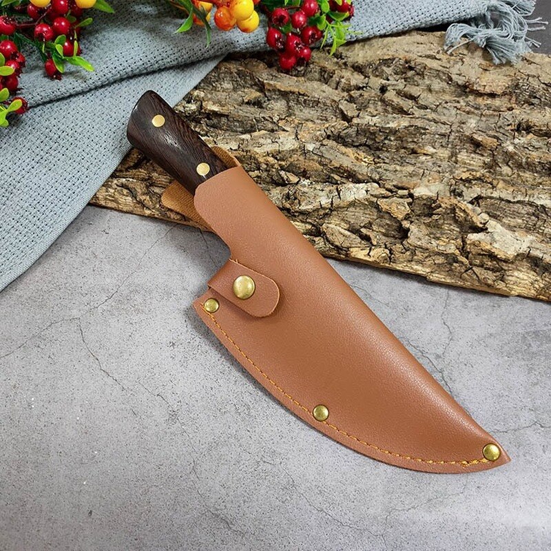 Hand Forged Boning Knife Meat Cleaver High Carbon Steel Knife Chef Chopping Knife Small Scimitar Butcher Knife