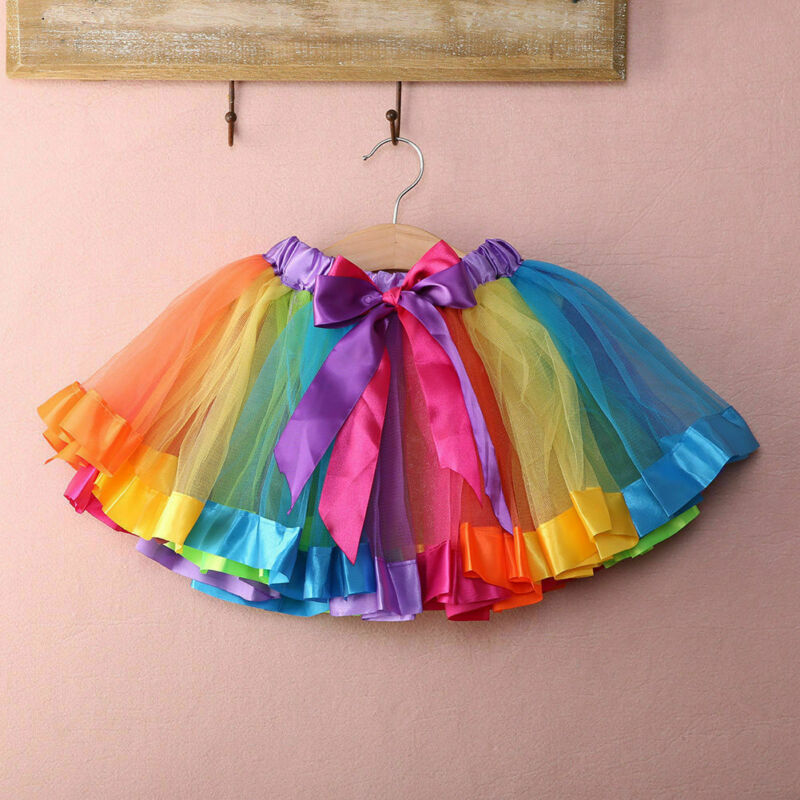 Crianças do bebê crianças artesanal menina arco-íris colorido tutu saia tule infantil mini saias verão algodão meninas roupas 2020