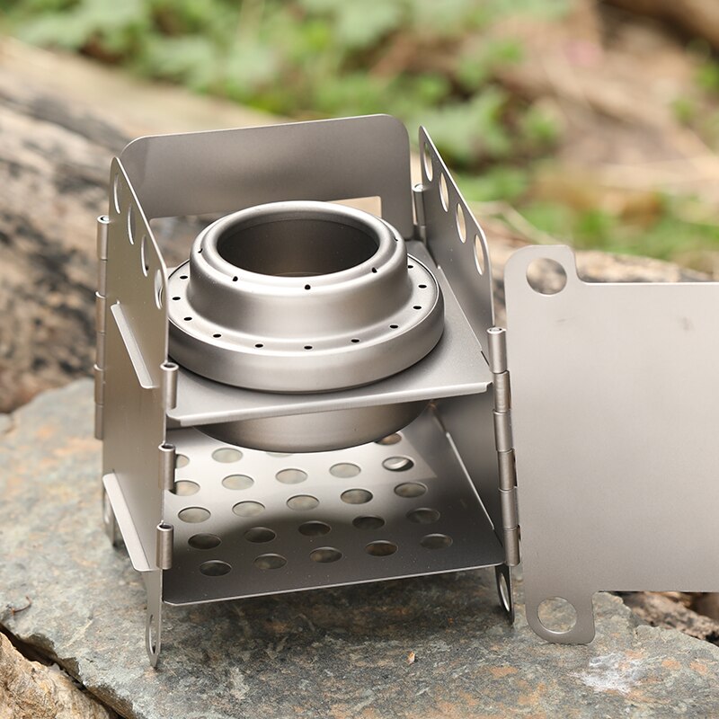 Camping Stove Alcohol/Spirit Stove 2 pcs Portable Pure Titanium Backpacking Stove Wood Burning Stoves for Picnic BBQ Camp Hiking