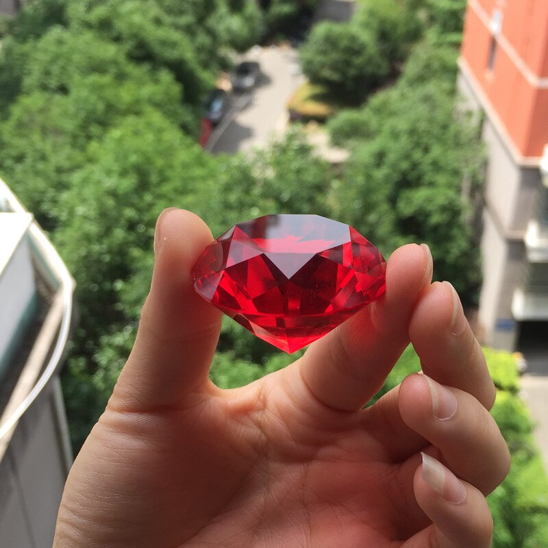 40mm 1pcs kleur Crystal Clear Diamond Cut Glazen Sieraden Kristal Presse-papier Bruiloft Decoratie Thuis Glas Diamant kind: Rood