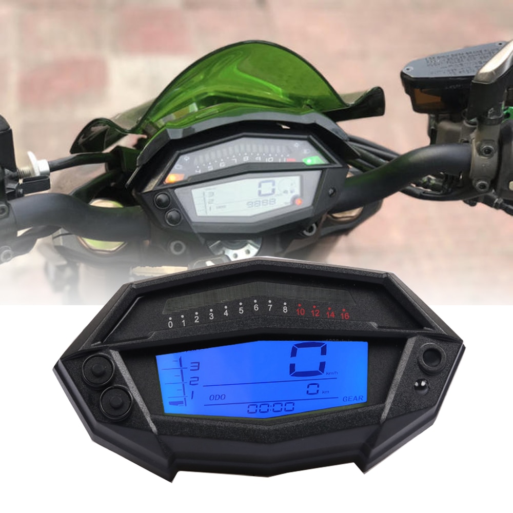 Für kawasaki Z1000 drehzahlmesser stunde Meter kilometerzähler LCD Digital tacho getriebe anzeige motorrad 7 farben tacho einstellen