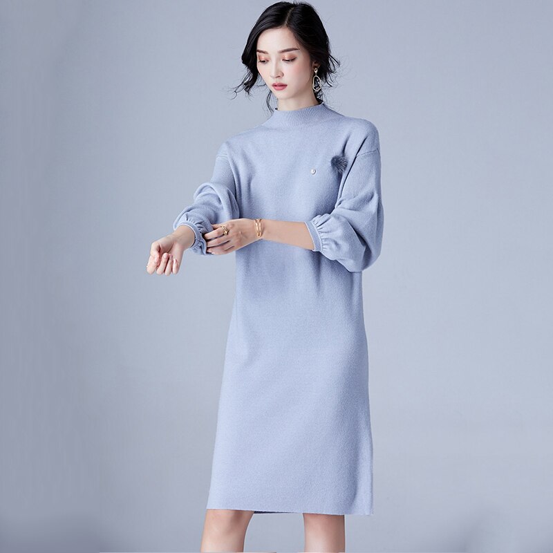 Autumn Winter Women sweaters Dresses Spring Solid Knitted Sweater Dress