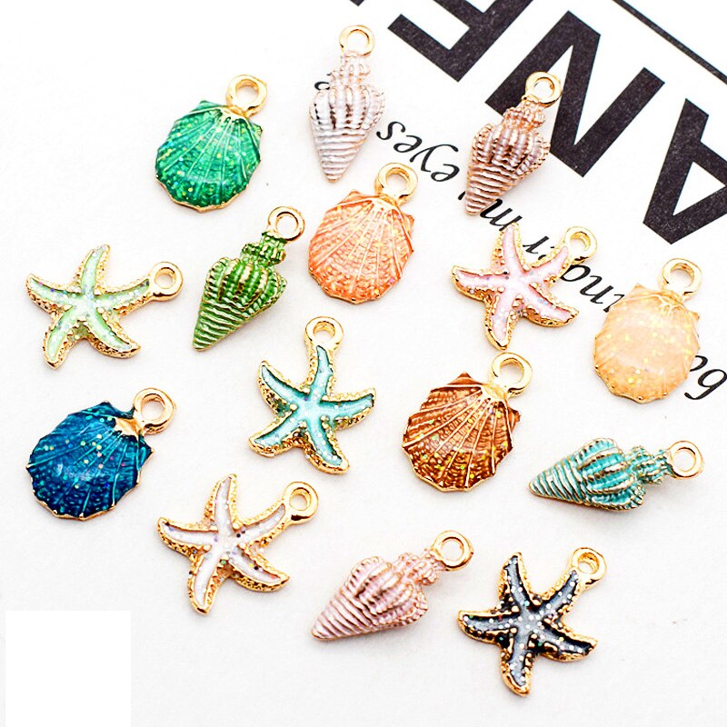 15Pcs Seashell Zeester Hanger DIY Craft Sieraden beach Wedding Mermaid baby shower Verjaardagsfeestje tafel middelpunt Decoratie: Default Title
