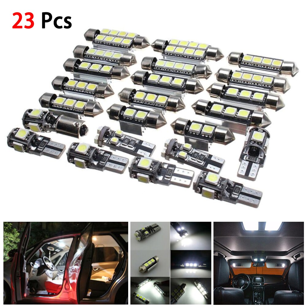 23 Stks/set Witte Auto Interieur Led Lamp Kit Voor Golf 6 Voor MK6 - Voor/Achter dome Vervanging Led Auto Lamp: Default Title