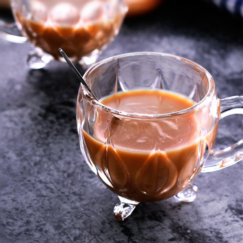 210ml krystalglas te kaffe vand kop gennemsigtig kop hjem mælk blomst te juice glas kopper krus med håndtag til