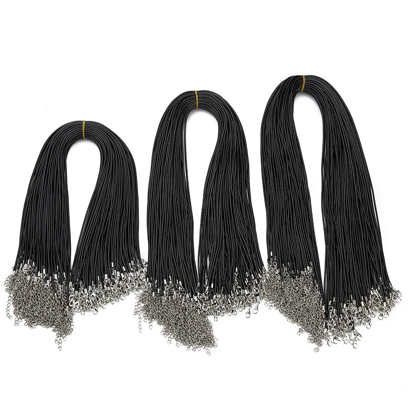 20 sztuk/partia okrągły Lobster klamrami przewód woskowany naszyjnik luzem średnica 1.5mm 2mm czarny koreański woskowane liny nici dla Diy two...