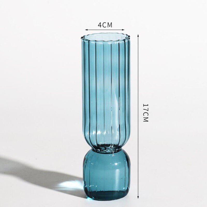 Vase en verre de décoration intérieure, Vase en cristal, plantes hydroponiques modernes, frais européens pour mariages, événements, fêtes créatives: 5- blue