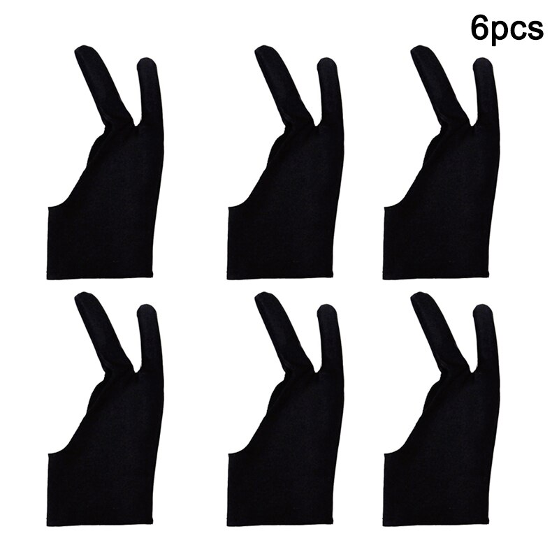 Men Drawing Tablet Glove Artist Gloves with 2 Fingers for Tablet Drawing Oil Painting: 6pcs