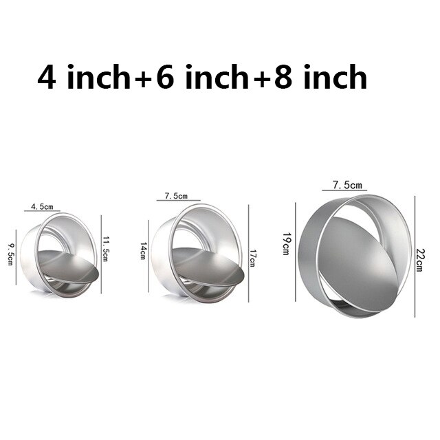 Set van 3 ronde bakvormen van aluminiumlegering met antiaanbaklaag, 4/6/8 inch bakvormen met verwijderbare bodem, keukenbakvormen: 4 inch 6 inch 8 inch