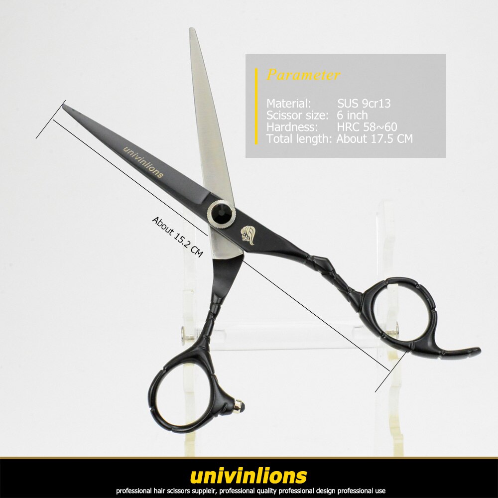 univinlions 6" black barber hairdressing scissors razor hairdresser haircut japanese thinning shears salon de ciseaux coiffure