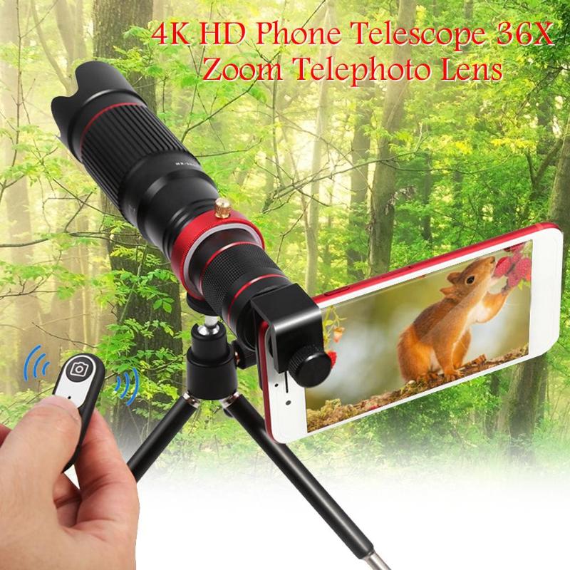 ALLOYSEED Universal 4K HD 36X Optical Zoom Camera Lens Telephoto Lens Mobile Telescope Phone for Smartphone Cellphone lente