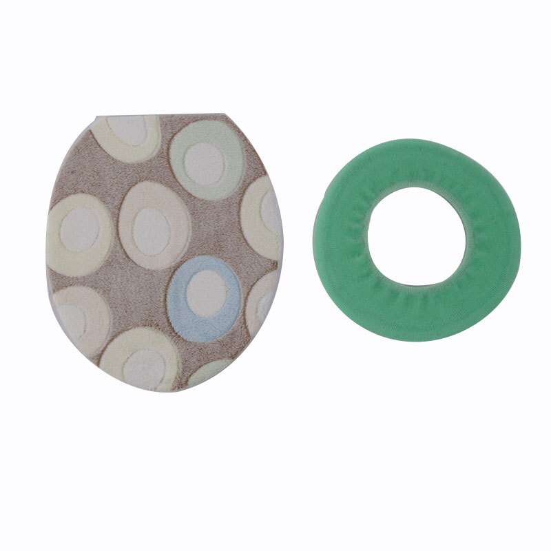 Twee Stukken Sets Katoen Linter Toilet Seat Cover en Tapijt Washroom Set decoratieve wc stoelhoezen deksels Promoties: Green