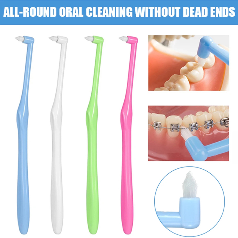 4 Stuks Orthodontische Tandenborstel Puntige Hoofd Zacht Haar Correctie Schoon Tanden Gap Floss Mondhygiëne Tanden Beugel Tandenborstels