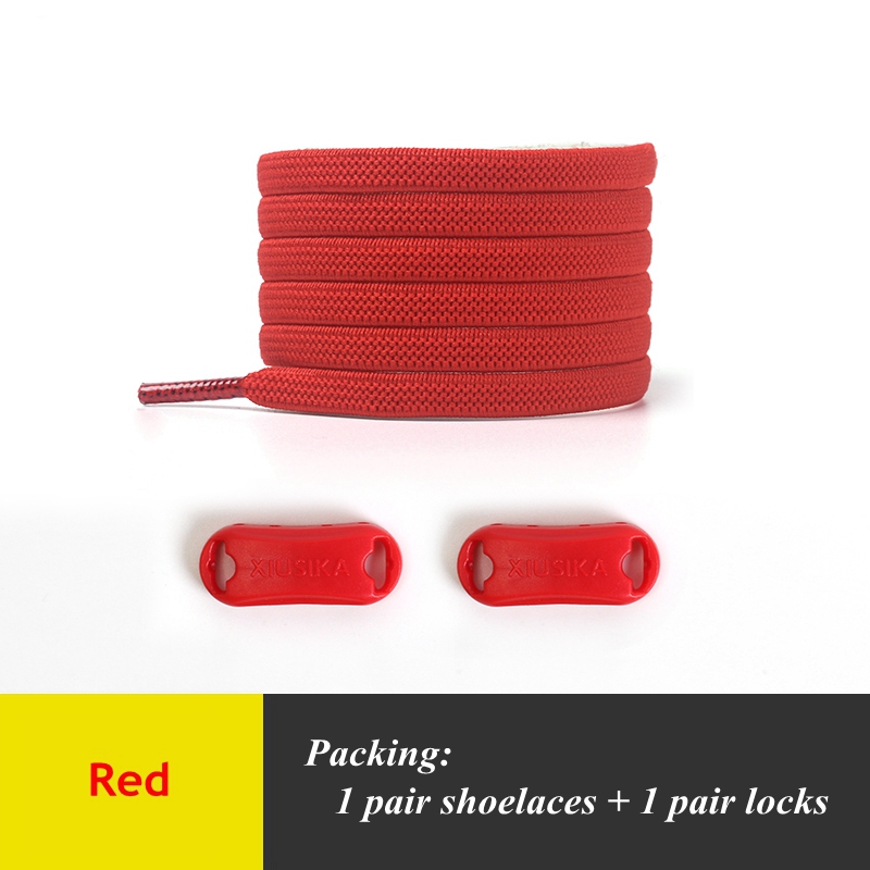 Cordones sin atar para zapatillas de deporte para niños y adultos, cordones elásticos para zapatos planos, cordones para perezosos, 24 colores, 1 par: Rojo