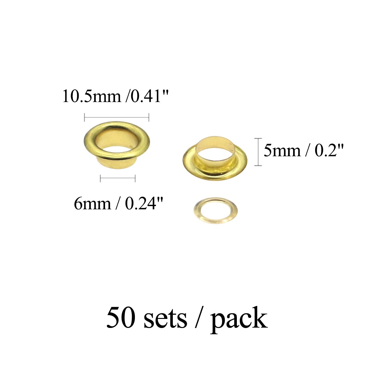 Produkter tyllesæt tyller øjer med kobber, drømmefarve og kobberagtig  (1/5 1/4 1/3 tommer indvendig diameter) tilbehør: 6mm guld 50 sæt