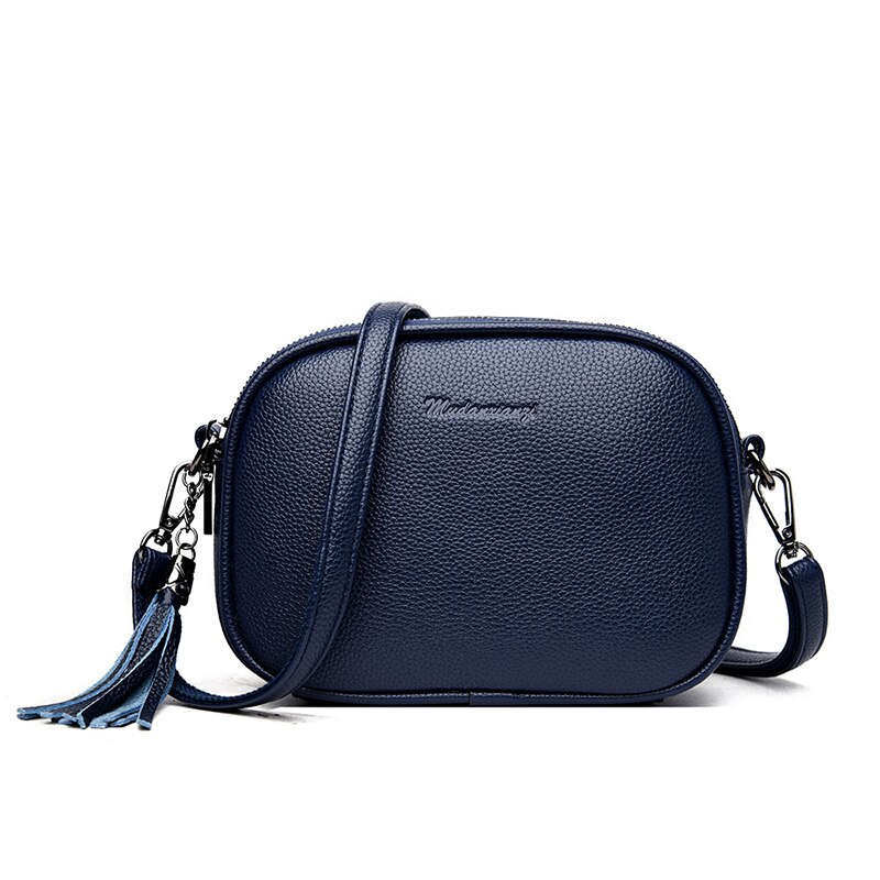 Tassel Tassen Voor Vrouwen Luxe Handtassen Vrouwen Lederen Crossbody Tassen Mini Schoudertassen Bolsa Fe: dark blue