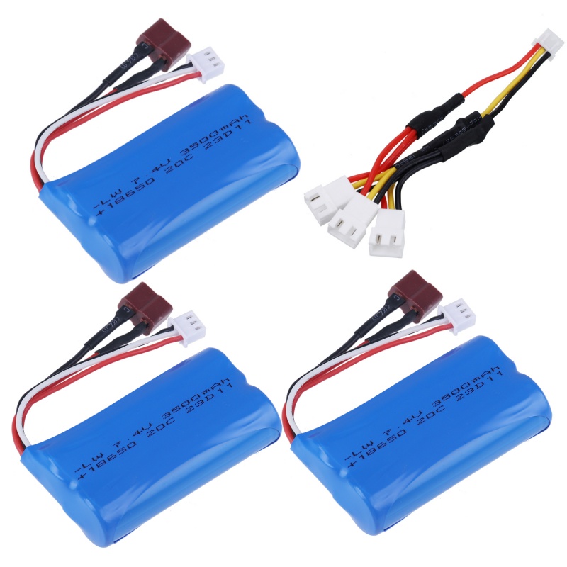 Verbesserter 7,4 V 3500 mAh 2S Li-Ionen-Akku, T-Stecker und Ladegerät für SCY-16101PRO SCY-16102PRO SCY-16103PRO SCY-16201PRO R/C-Autoteile: WHITE
