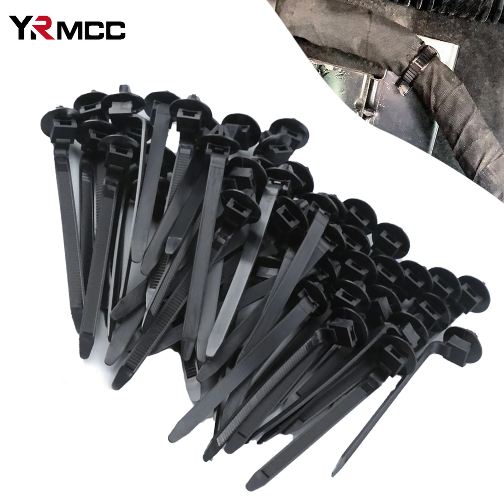 100 SZTUK Opaski kablowe Nylon samochodowy Czarny Push Mount Wiązka przewodów Zapięcie Zaciski kablowe Zarządzanie opaskami kablowymi Organizery przewodów samochodowych