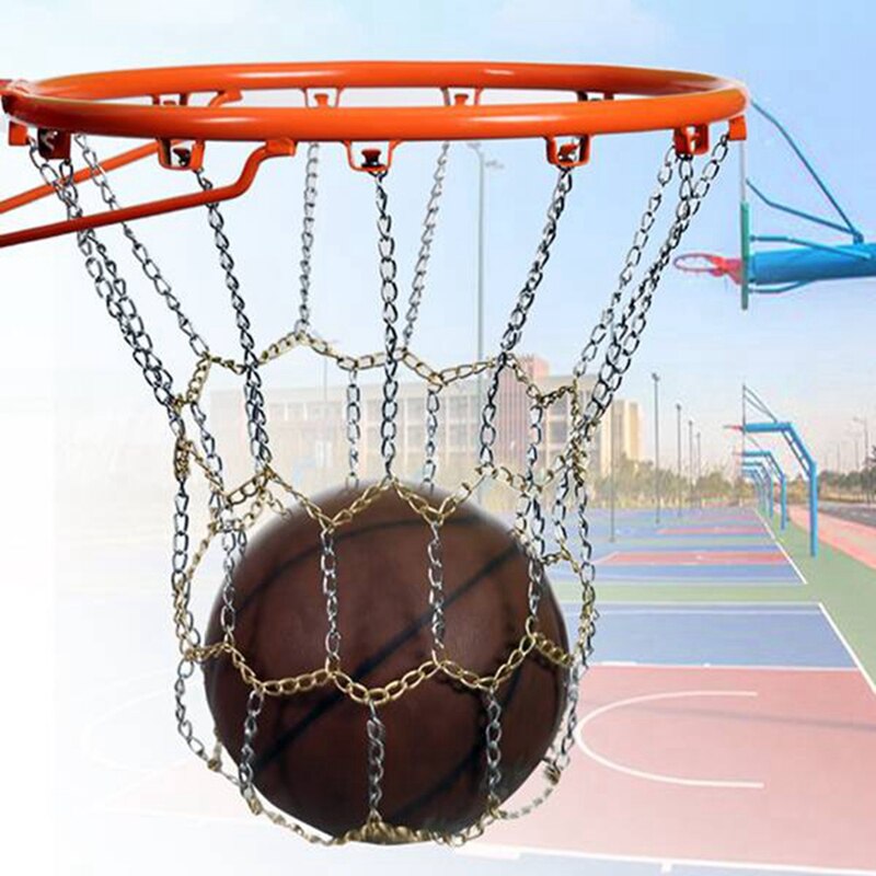 Sport Iron Chain Basketball Net Outdoor 12 Loops Standard Heavy Duty Basketball Goal Replacement Net