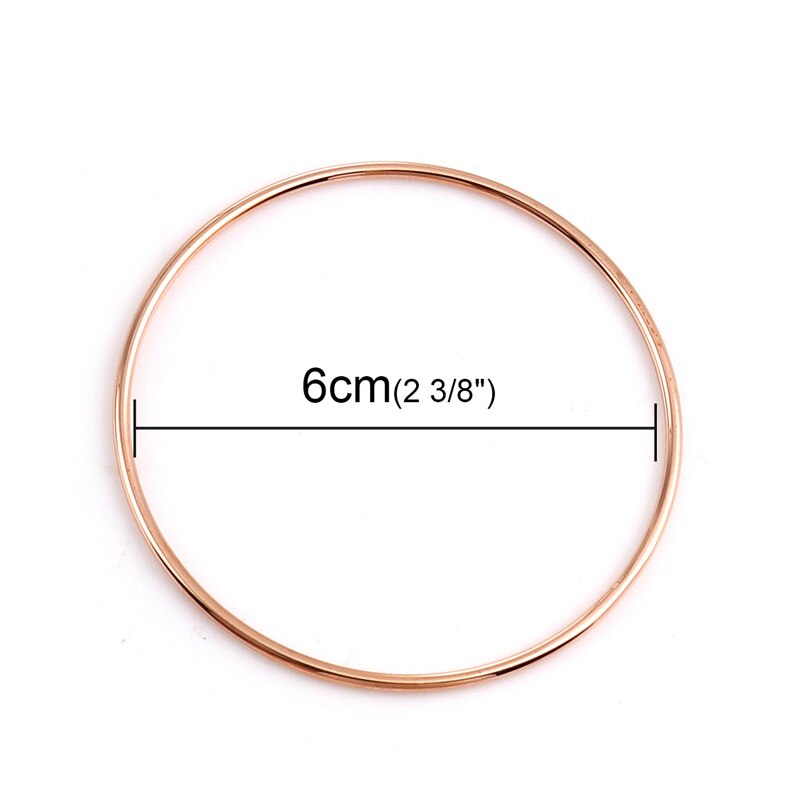 Stainless Steel Bangles Bracelets Rose Gold Silver Color Round Jewelry For Women Men 22cm - 18.5cm Long, 1 PC: 6cm rose gold