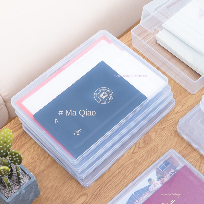 Home Documents Storage Box A4 Transparent File Box File Folder Certificate Information Data Desktop locker Storage Box