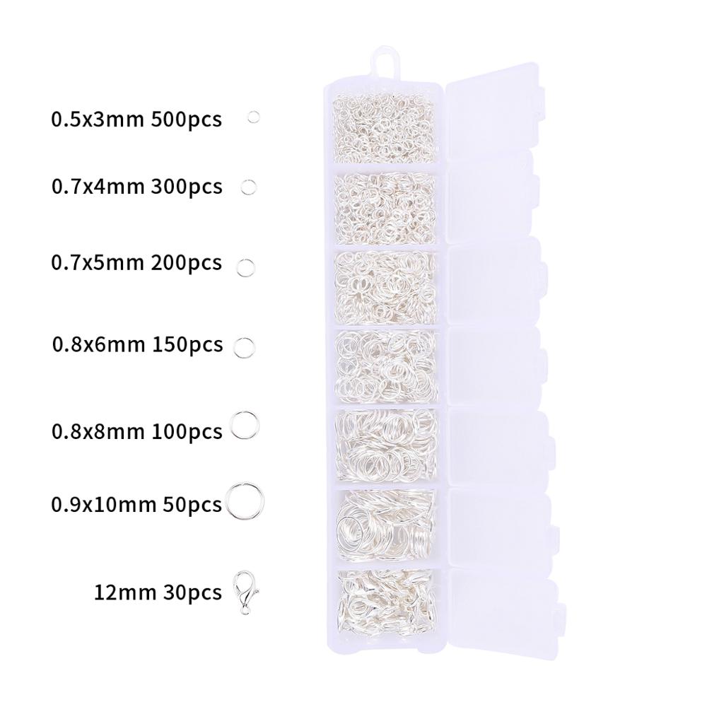 Mix Box Kits Alloy Chain Earring Hooks Head Pins Jump Rings Lobster Clasp For DIY Jewelry Findings Set Making Earrings Supplies: BDH153-01SL