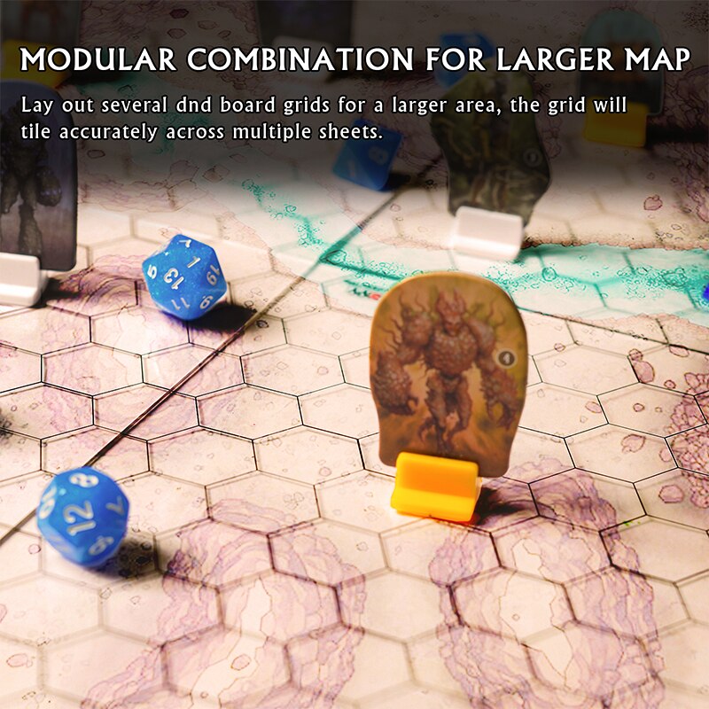 Acrylic Game Mat 1" Hex Grid Overlay Set of 2, 7"x8" Battle Map Board Clear & Durable - Great for Pathfinder and Other RPG Game