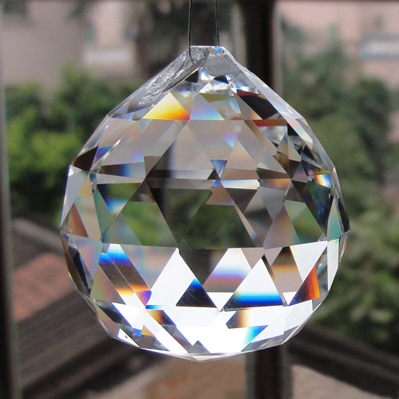 2 Stks/partij 40mm Ball Prism Kroonluchter Crystal Facet Glas Crystal met Koperen driehoek gesp