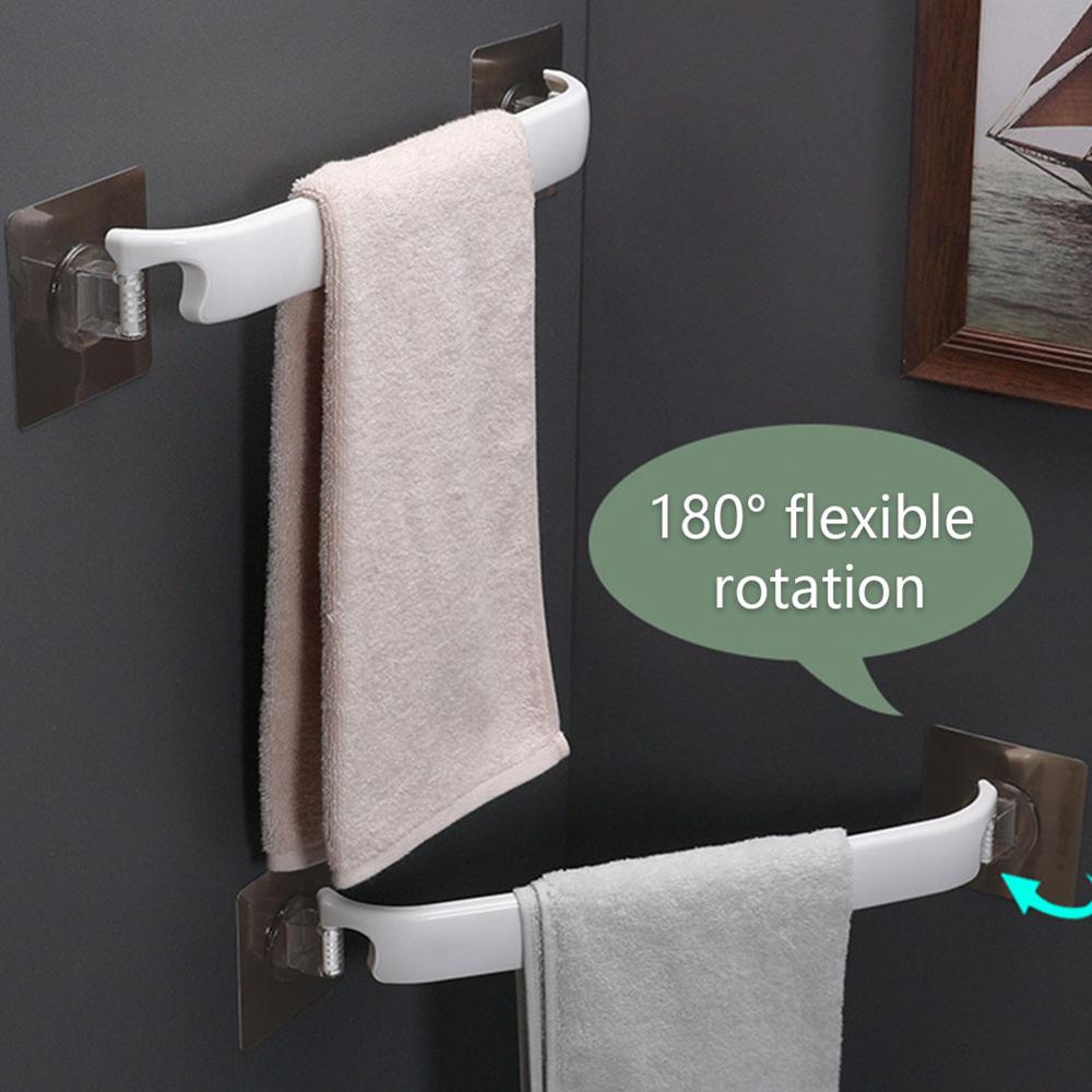 Selvklæbende håndklædeholder vægfri stempelbøjle håndklæde plasthylde rulle rack tøfler hængende beslag køkkenarmatur