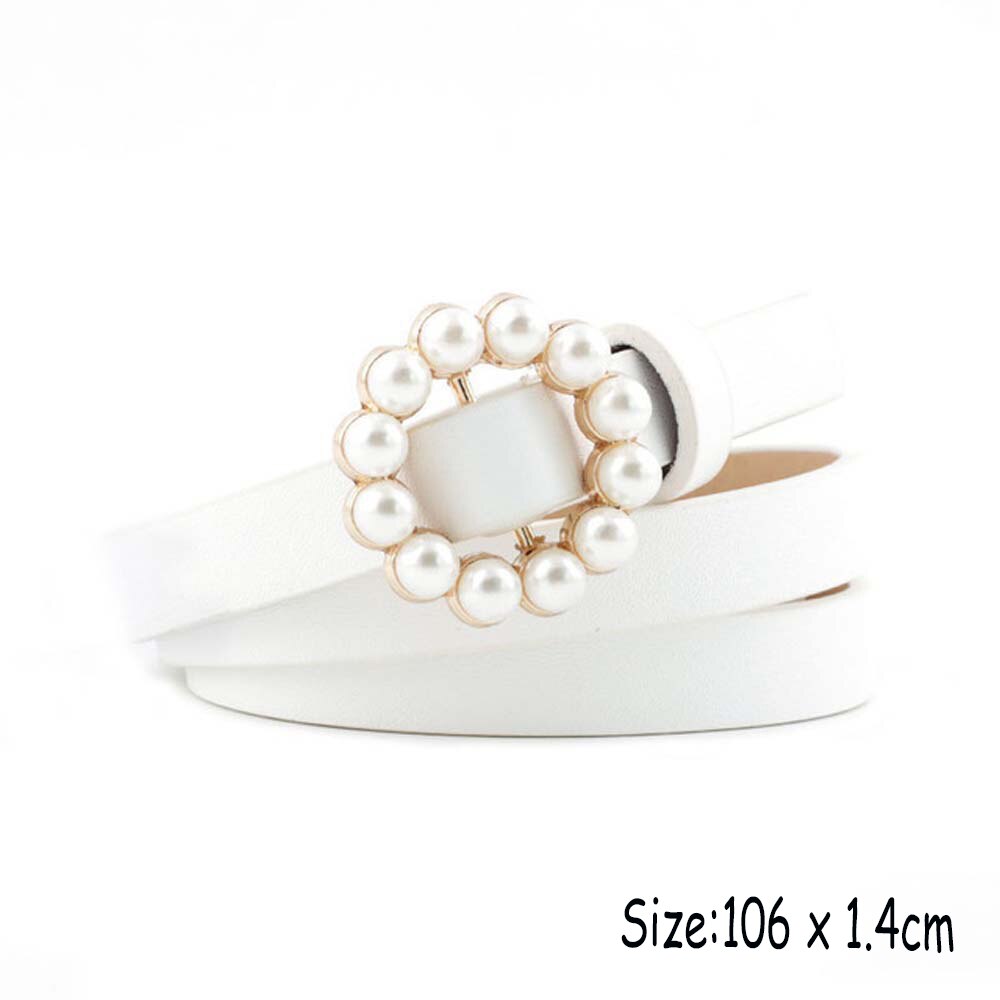1pc Frauen Perlen Perlen O-Ring Schnalle Gürtel PU Taille Gürtel Für Dame Kleid Kleidung Zubehör Schwarz Leder luxus Bund: 1