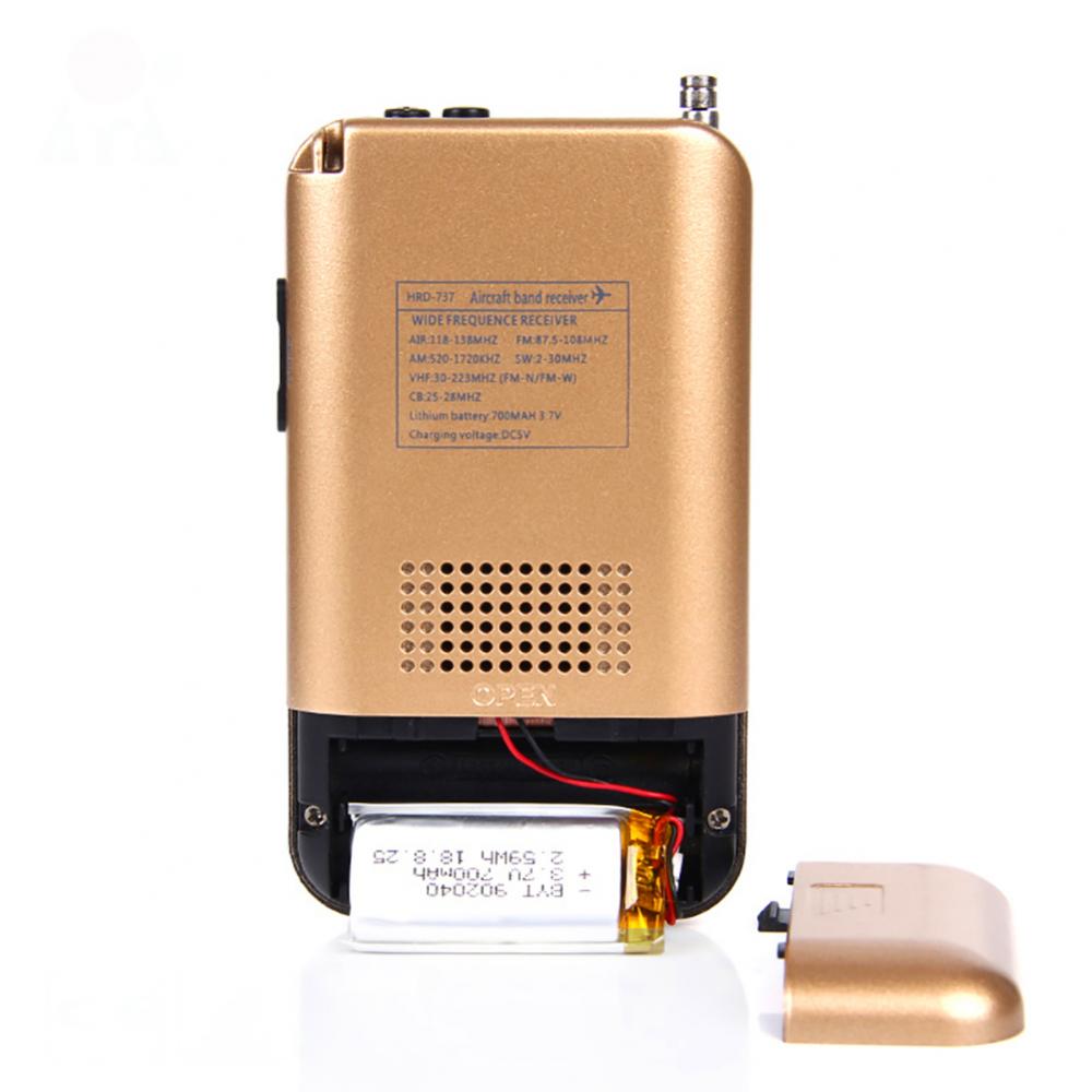 HRD-737 Aircraft Full Band Radio Portable Digital Display Radio FM/AM/SW/CB/Air/VHF Receiver World Band Stereo Radio Receiver